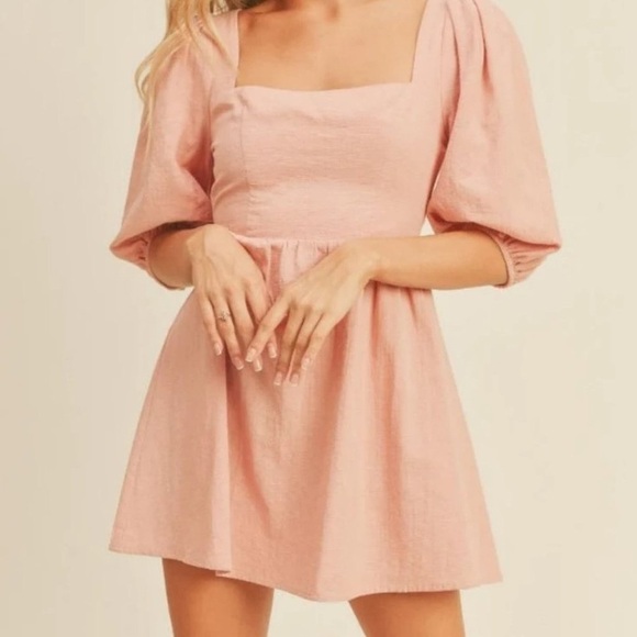 Lush Dresses & Skirts - LUSH Mauve Pink Babydoll Dress Puffed Sleeve size Medium Cotton Concert‎ Party
